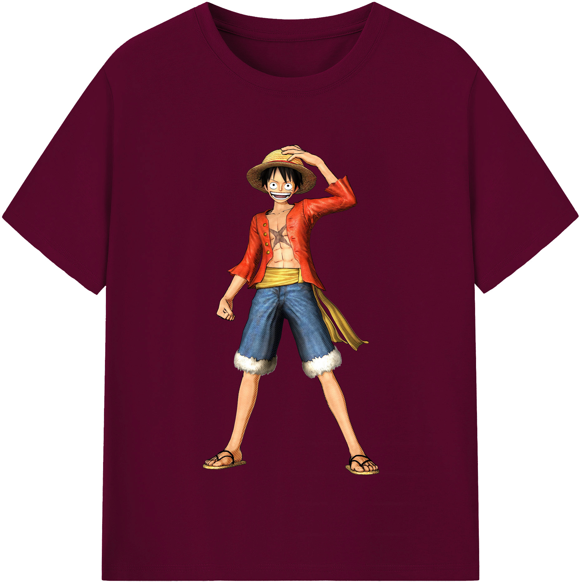 ワンピース モンキー・D・ルフィ ONE PIECE Monkey D. Luffy レディースカジュアルプリントTシャツ（綿100％）